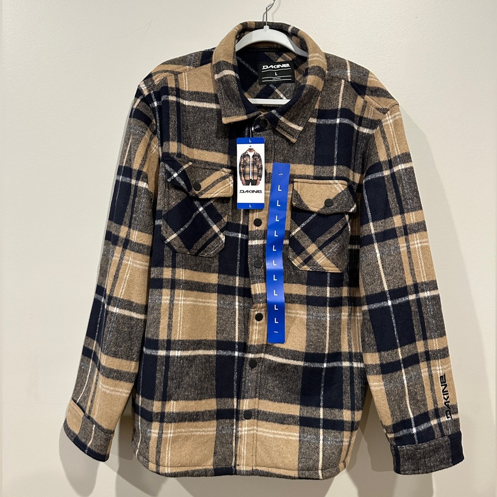 NWT Dakine Men’s Plaid Button-Down Shacket - Black and Tan